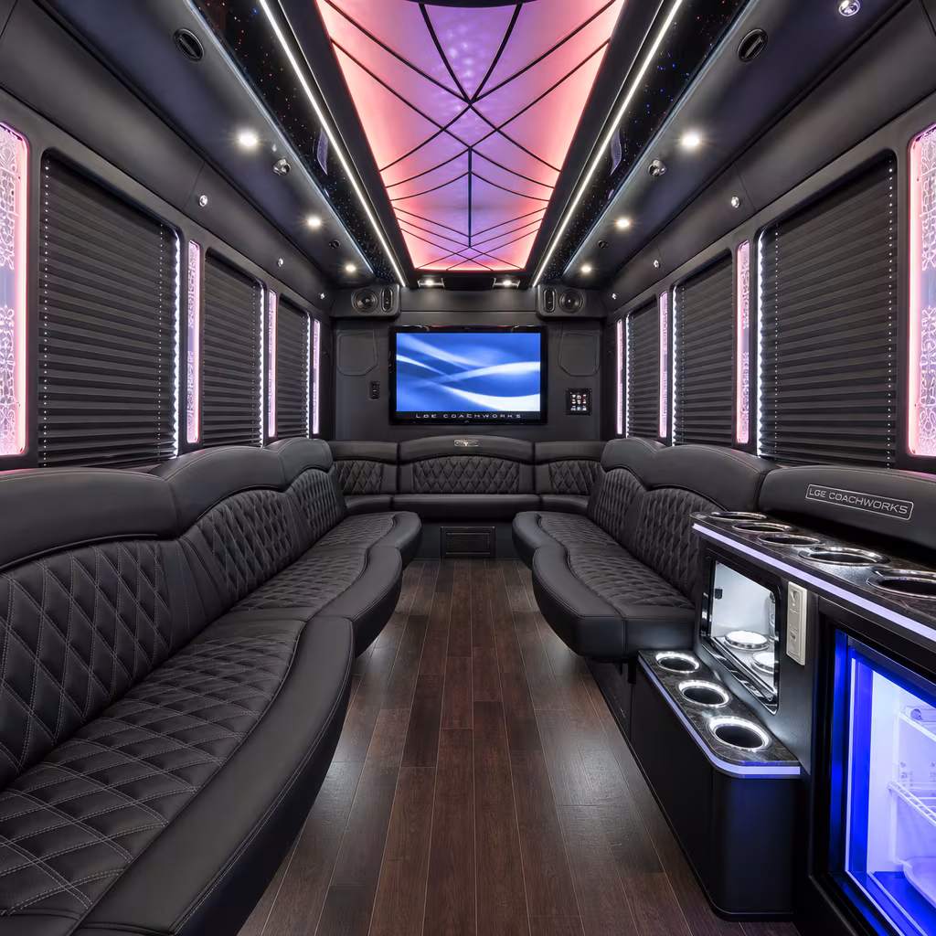 15 Passenger Party Bus Interior