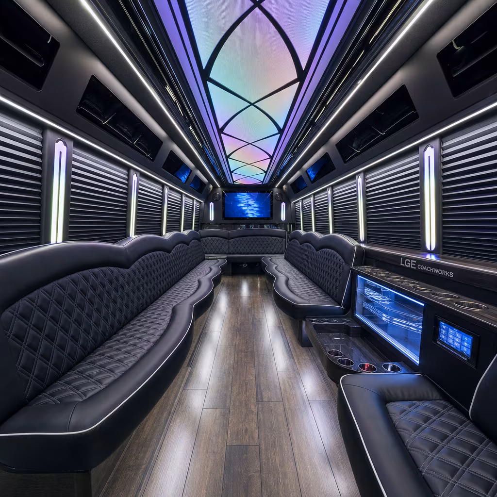 18 Passenger Party Bus Inside