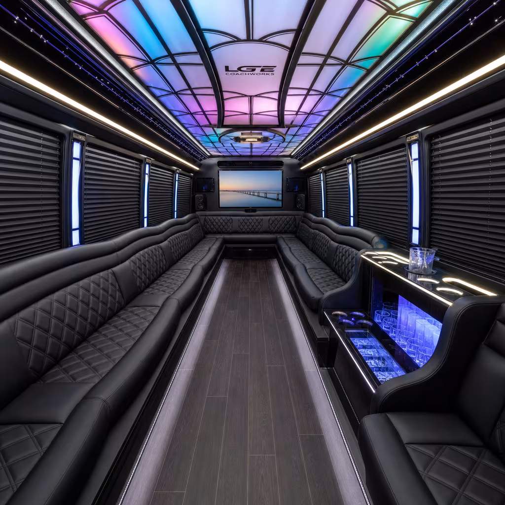 18 Passenger Party Bus Interior
