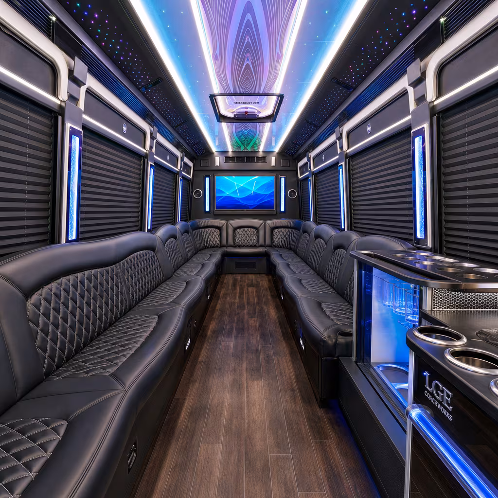 20 Passenger Party Bus Inside