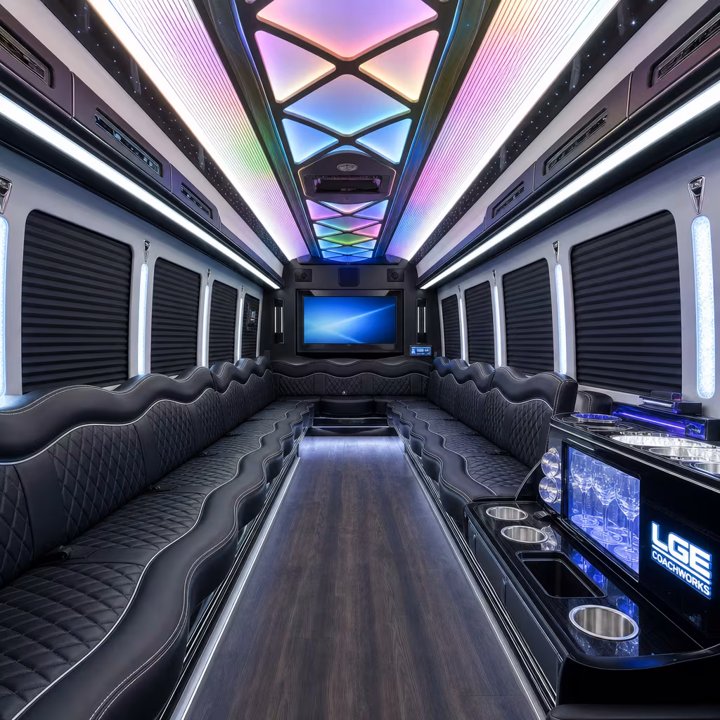20 Passenger Party Bus Interior