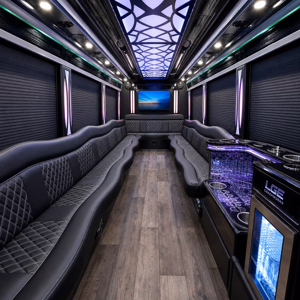 25 Passenger Party Bus Interior