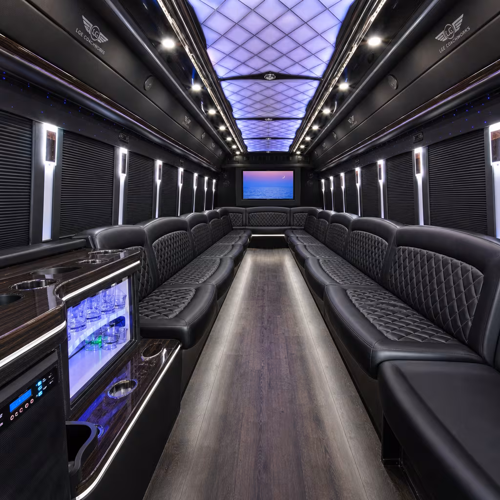 28 Passenger Party Bus Interior