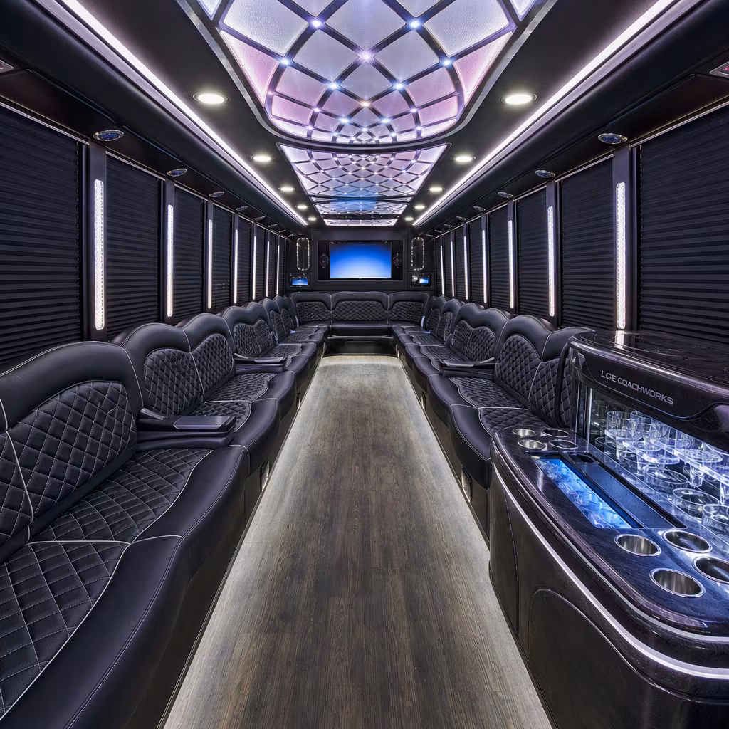 50 Passenger Party Bus Inside