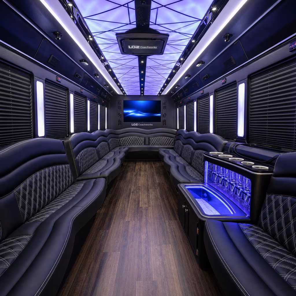 50 Passenger Party Bus Interior