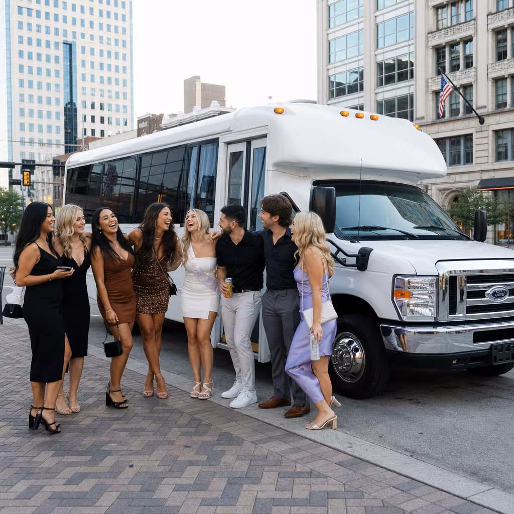 Black Mercedes Sprinter van staged for an San Francisco Bachelor & Bachelorette Transportation group