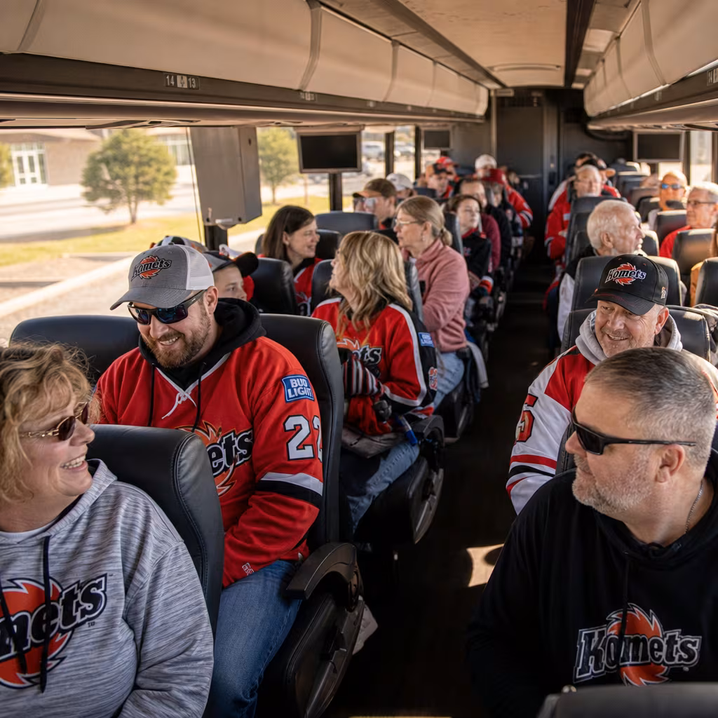 Passenger seating aboard a San Francisco party bus rental