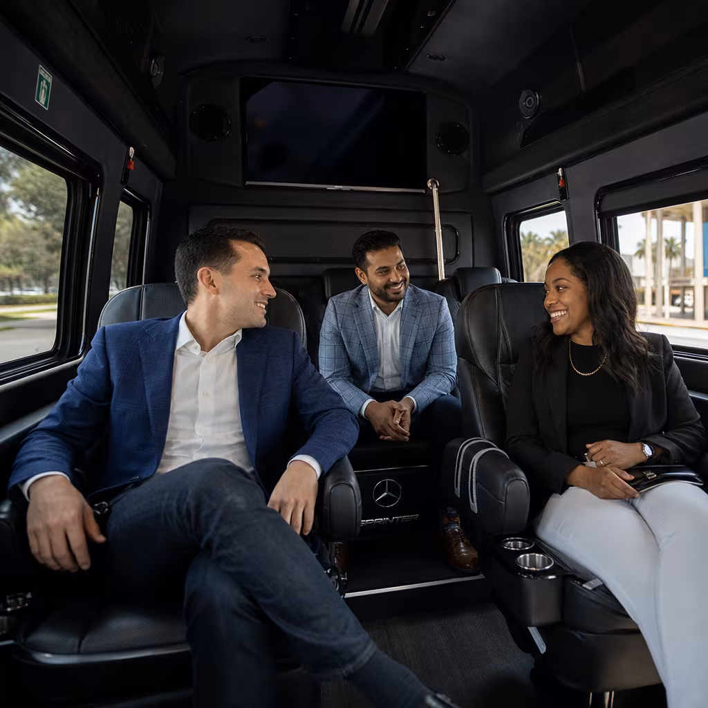 Passengers loading luggage while boarding an San Francisco group shuttle