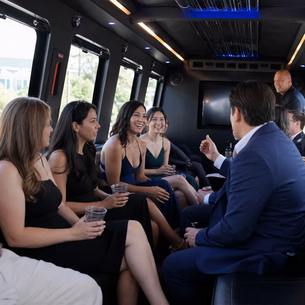 Black Mercedes Sprinter van staged for an San Francisco Private Event Transportation group