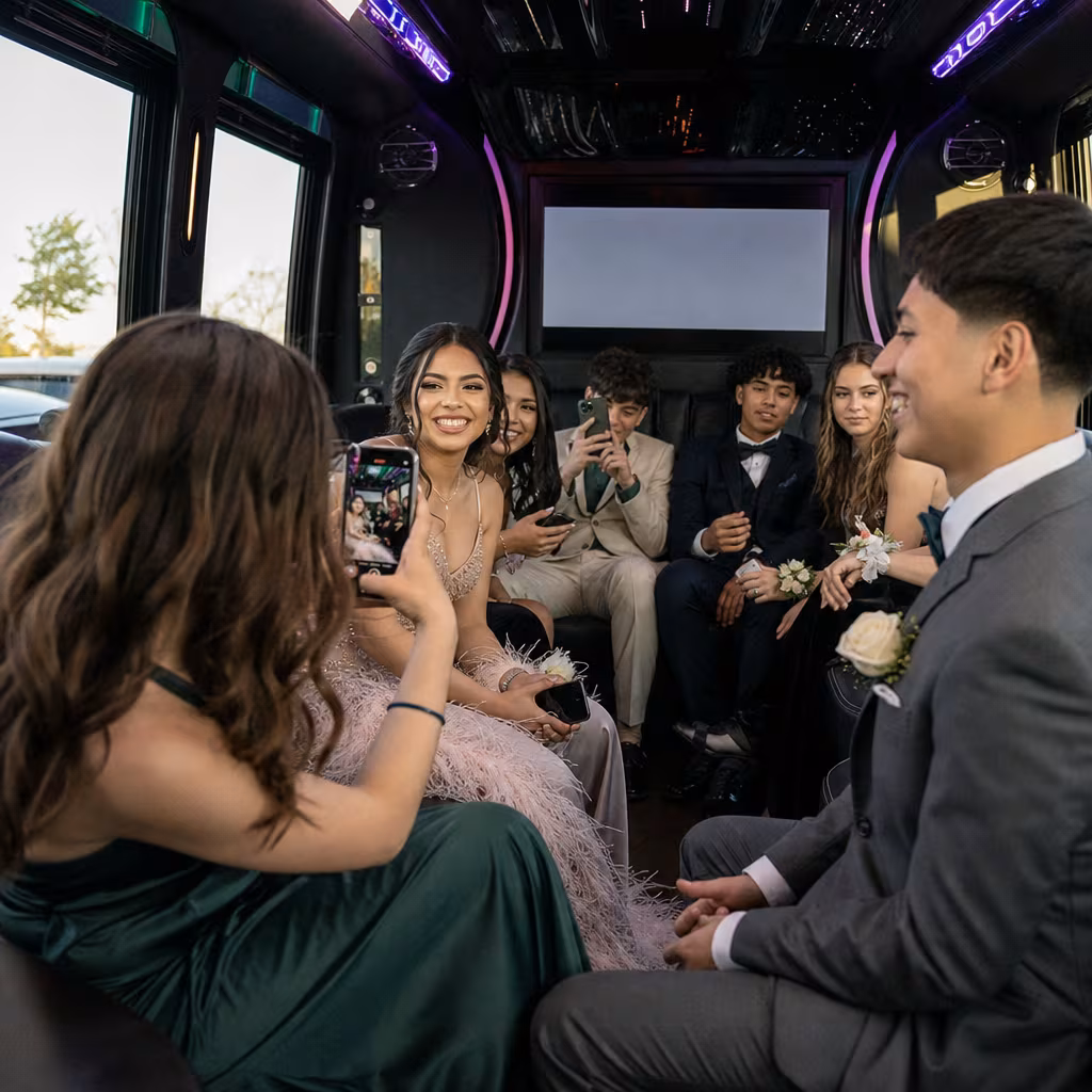 Black Mercedes Sprinter van staged for an San Francisco Prom & Homecoming Transportation group