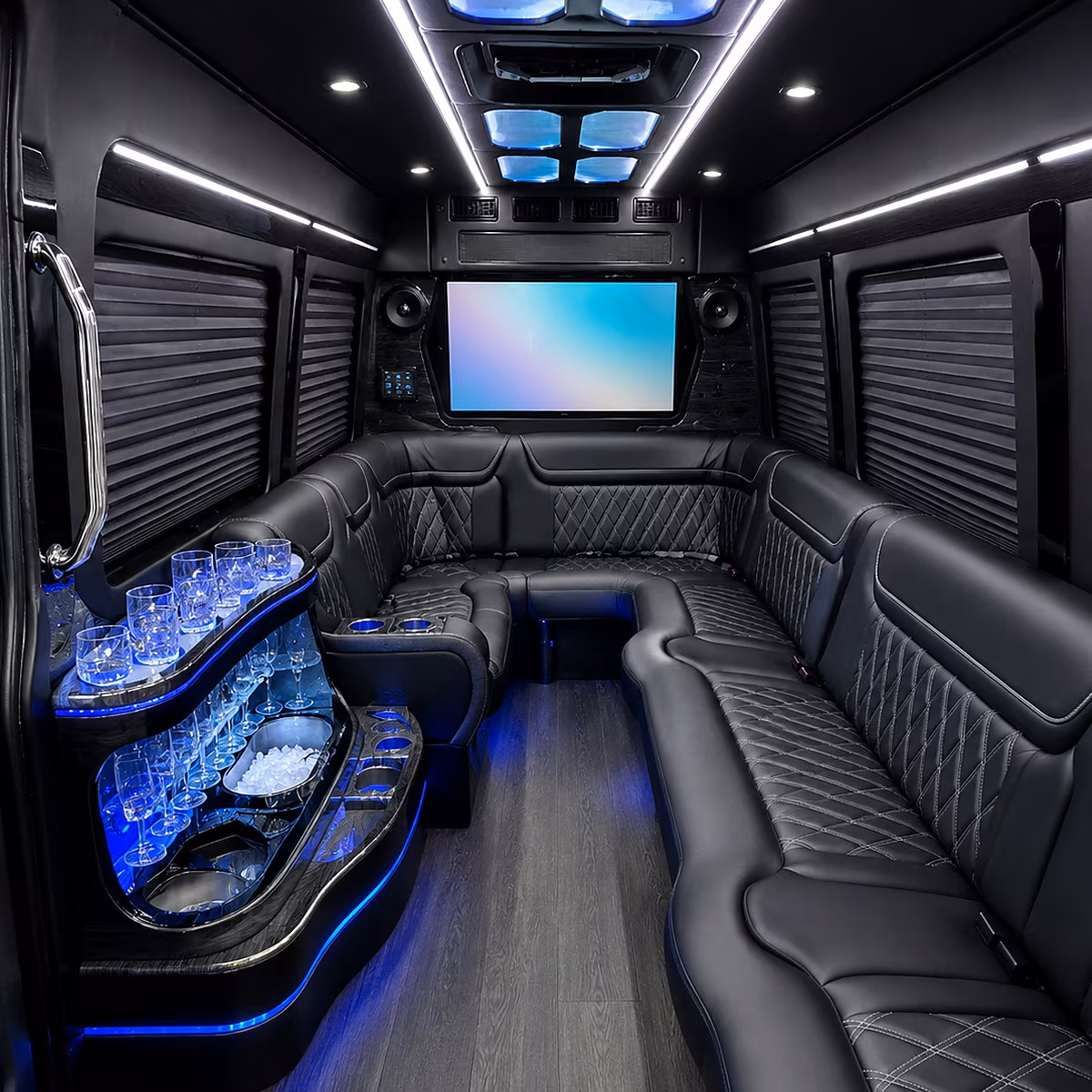 San Francisco Sporting Event Transportation party bus interior