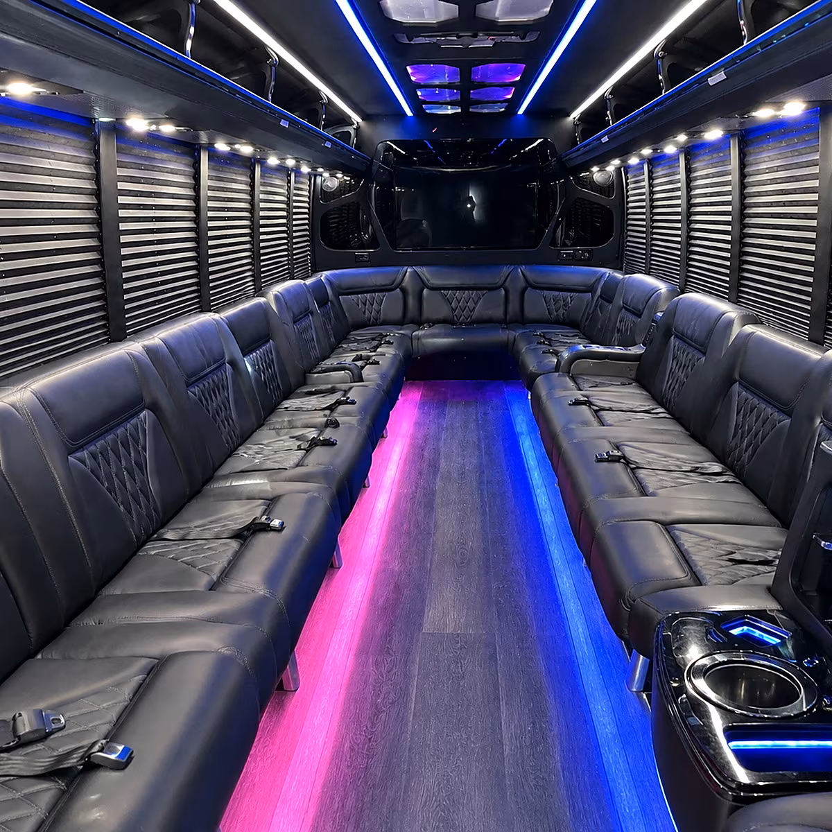 San Francisco Wedding Transportation party bus interior