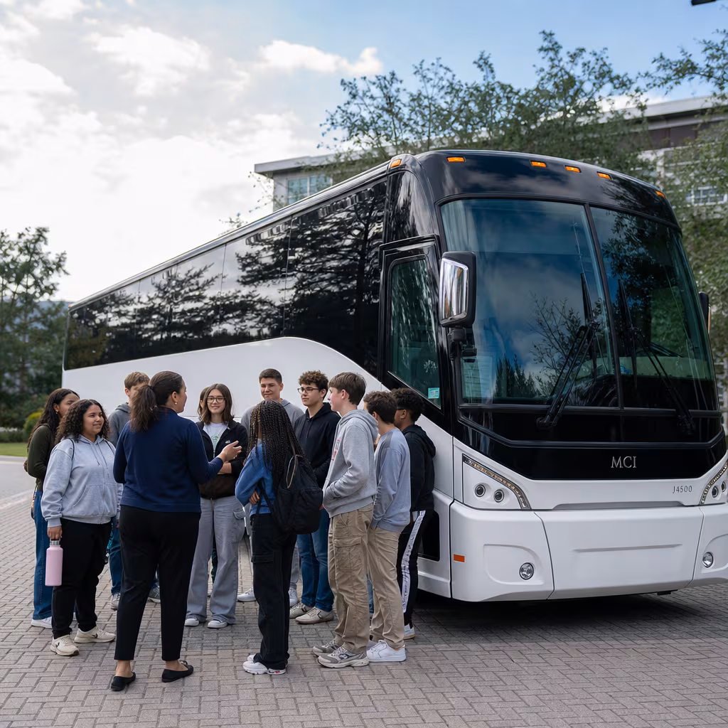 Black Mercedes Sprinter van staged for an San Francisco School Transportation group